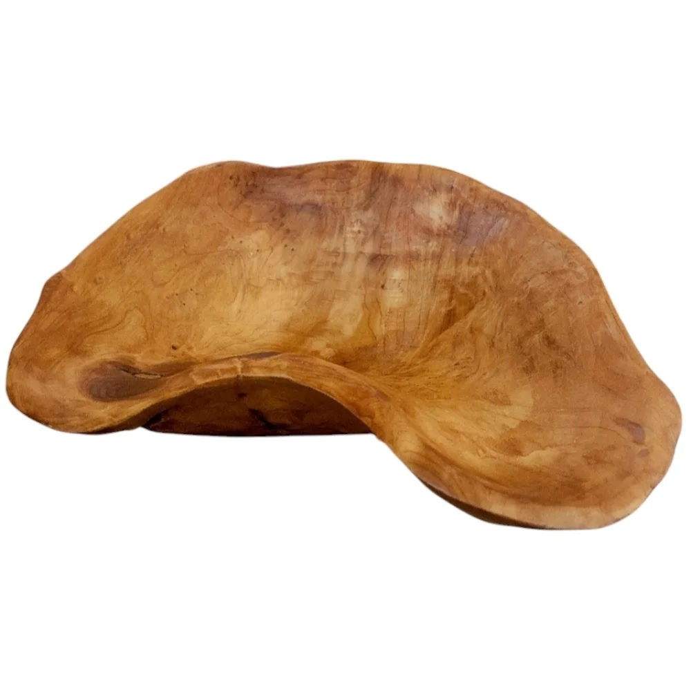 Burl Wood Tree Root Organic Shaped Bowl Hand Carved Vintage Blonde Wood